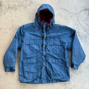 Vintage LL Bean Baxter State Parka Men's Medium Navy Wool Lining Made in USA 80s